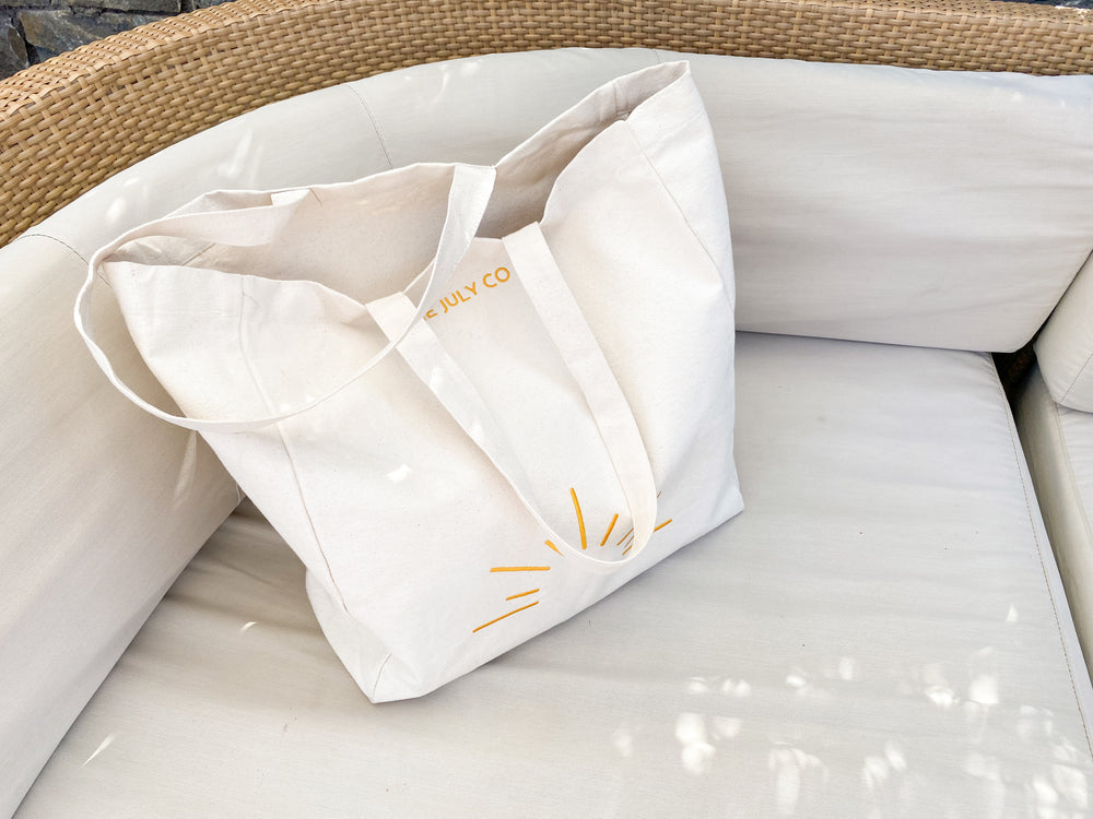 The July Bag, an organic cotton large tote bag with embroidered design by The July Co.