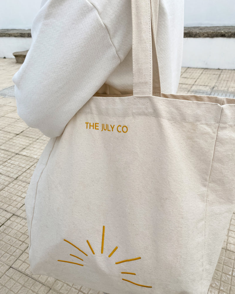 The July Co organic cotton embroidered tote bag